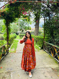 Load image into Gallery viewer, Red Anarkali suit set
