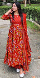 Load image into Gallery viewer, Red Anarkali suit set