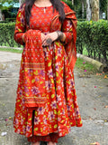 Load image into Gallery viewer, Red Anarkali suit set