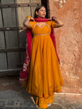 Load image into Gallery viewer, Golden Anarkali Suit set